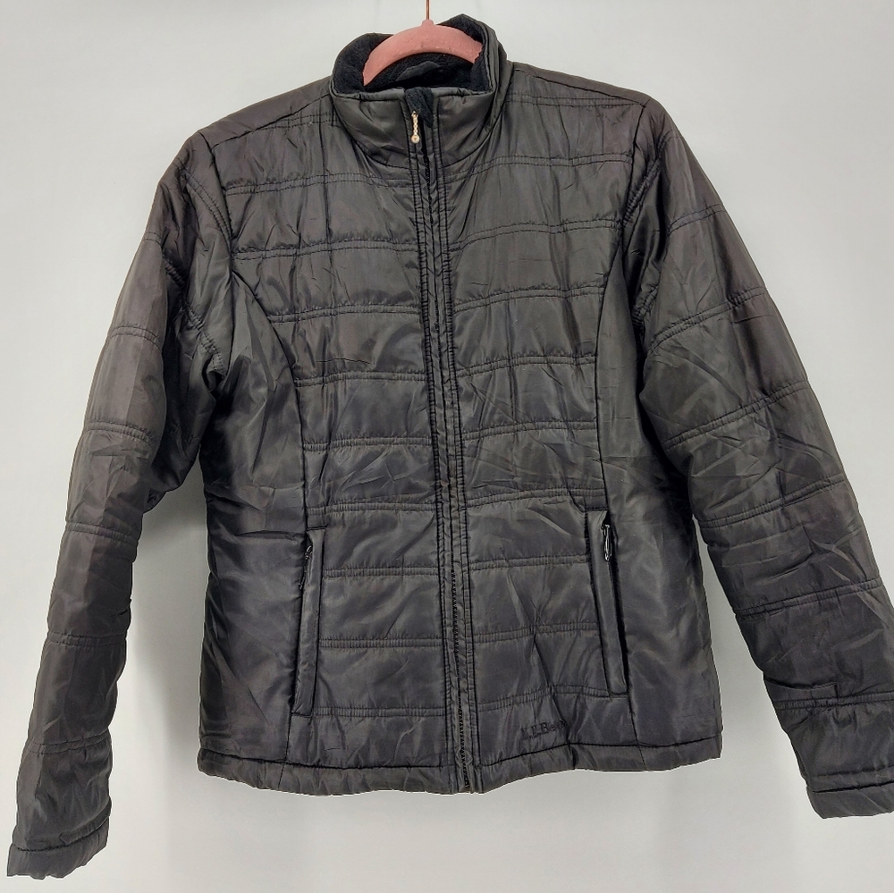 L.L. Bean Quilted Puffer jacket with fleece lining Black Size Medium